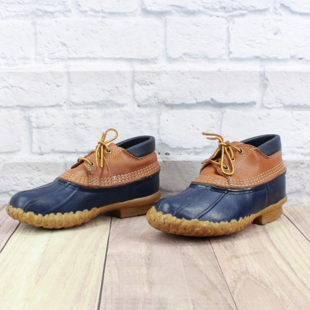 LL BEAN Brown Leather Padded Collar Duck Boots Gumshoes Shoes Size 6 M - Picture 2 of 10